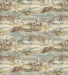 Morning Gallop Linen Fabric by Mulberry Home Blue/Sand Morning Gallop Linen Fabric by Mulberry Home Blue/Sand