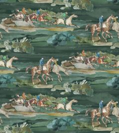 Morning Gallop Wallpaper by Mulberry Home Teal Morning Gallop Wallpaper by Mulberry Home Teal