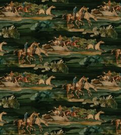 Morning Gallop Velvet Fabric by Mulberry Home Teal Morning Gallop Velvet Fabric by Mulberry Home Teal