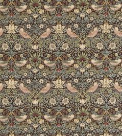 Strawberry Thief Fabric by Morris & co Chocolate/Slate Strawberry Thief Fabric by Morris & co Chocolate/Slate