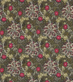 Morris Seaweed Fabric by Morris & Co Ebony/Poppy Morris Seaweed Fabric by Morris & Co Ebony/Poppy
