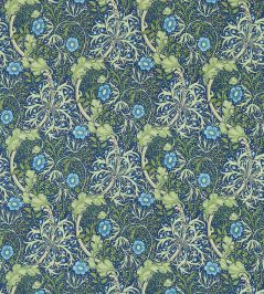Morris Seaweed Fabric by Morris & Co Cobalt/Thyme Morris Seaweed Fabric by Morris & Co Cobalt/Thyme