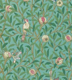 Bird & Pomegranate Wallpaper by Morris & Co Turquoise/Coral Bird & Pomegranate Wallpaper by Morris & Co Turquoise/Coral