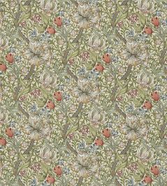 Golden Lily Fabric by Morris & Co Green/Gold Golden Lily Fabric by Morris & Co Green/Gold