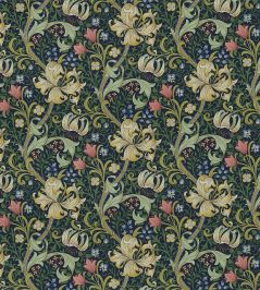 Golden Lily Fabric by Morris & Co Midnight/Green Golden Lily Fabric by Morris & Co Midnight/Green