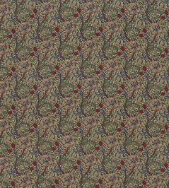 Golden Lily Minor Fabric by Morris & Co Biscuit/Indigo Red Golden Lily Minor Fabric by Morris & Co Biscuit/Indigo Red