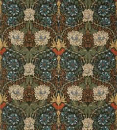 Honeysuckle and Tulip Velvet Fabric by Morris & Co Forest/Chestnut Honeysuckle and Tulip Velvet Fabric by Morris & Co Forest/Chestnut