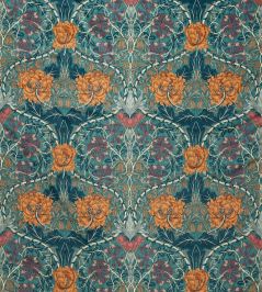 Honeysuckle and Tulip Velvet Fabric by Morris & Co Woad/Mulberry Honeysuckle and Tulip Velvet Fabric by Morris & Co Woad/Mulberry