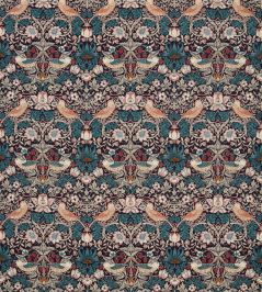 Strawberry Thief Velvet Fabric by Morris & Co Mulberry/Slate Strawberry Thief Velvet Fabric by Morris & Co Mulberry/Slate