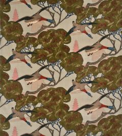 Flying Ducks Velvet Fabric by Mulberry Home Sky Flying Ducks Velvet Fabric by Mulberry Home Sky
