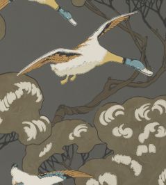 Flying Ducks Wallpaper by Mulberry Home Charcoal Flying Ducks Wallpaper by Mulberry Home Charcoal