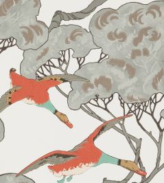 Flying Ducks Wallpaper by Mulberry Home Coral/Clay Flying Ducks Wallpaper by Mulberry Home Coral/Clay