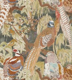 Game Birds Wallpaper by Mulberry Home Charcoal Game Birds Wallpaper by Mulberry Home Charcoal