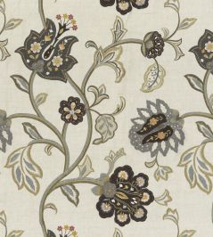 Floral Fantasy Fabric by Mulberry Home Woodsmoke Floral Fantasy Fabric by Mulberry Home Woodsmoke