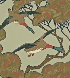 Flying Ducks Wallpaper by Mulberry Home Sky, Moss Flying Ducks Wallpaper by Mulberry Home Sky, Moss