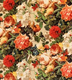 Floral Pompadour Velvet Fabric by Mulberry Home Spice Floral Pompadour Velvet Fabric by Mulberry Home Spice
