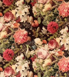 Floral Pompadour Velvet Fabric by Mulberry Home Red / Plum Floral Pompadour Velvet Fabric by Mulberry Home Red / Plum