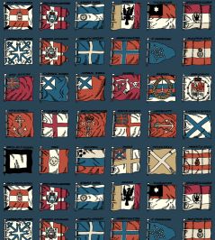 Naval Ensigns Wallpaper by Mulberry Home Indigo / Red Naval Ensigns Wallpaper by Mulberry Home Indigo / Red