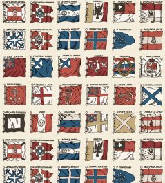 Naval Ensigns Wallpaper by Mulberry Home Red / Blue Naval Ensigns Wallpaper by Mulberry Home Red / Blue