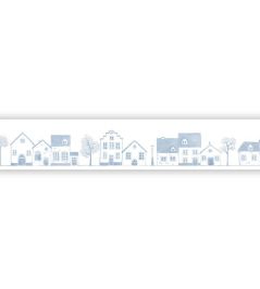 Neighborhood Border Wallpaper by Casadeco Bleu Doux Neighborhood Border Wallpaper by Casadeco Bleu Doux