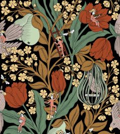 Neo-Belle-Epoque Wallpaper by Coordonne Black Neo-Belle-Epoque Wallpaper by Coordonne Black