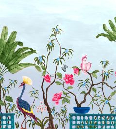 Neo-Tea Garden Mural by Coordonne Blue Neo-Tea Garden Mural by Coordonne Blue