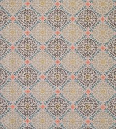 La Moulade Fabric by Nina Campbell Beige/Teal/Chocolate La Moulade Fabric by Nina Campbell Beige/Teal/Chocolate