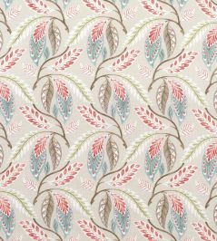 Fontibre Fabric by Nina Campbell Aqua/Coral Red Fontibre Fabric by Nina Campbell Aqua/Coral Red