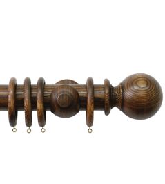 Oakham 50mm Wooden Pole Medium Oak, Ball finial Medium Oak Oakham 50mm Wooden Pole Medium Oak, Ball finial Medium Oak