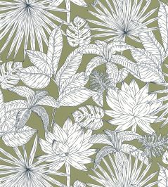 Odyssee Hawai Wallpaper by Caselio Vert Kaki Odyssee Hawai Wallpaper by Caselio Vert Kaki
