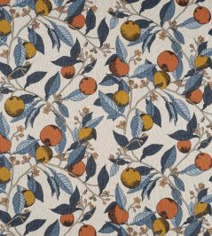 Orange Grove Fabric by James Hare Tangelo Blue Orange Grove Fabric by James Hare Tangelo Blue