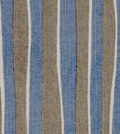 Orchard Stripe Fabric by Fermoie Blue/Brown Orchard Stripe Fabric by Fermoie Blue/Brown