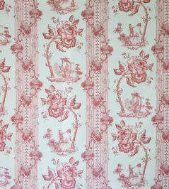 Oriental Toile Fabric by Titley and Marr Coral Oriental Toile Fabric by Titley and Marr Coral