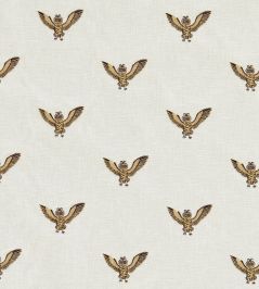Owl of Athena Embroidery Fabric by Clarke & Clarke Gold Owl of Athena Embroidery Fabric by Clarke & Clarke Gold