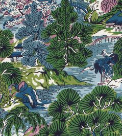 Pagoda Trees Fabric by Thibaut Lavender and Blue Pagoda Trees Fabric by Thibaut Lavender and Blue