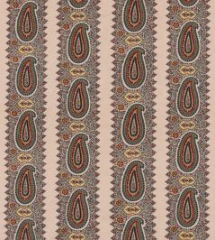 Paisley Stripe Fabric by Mulberry Home Indigo/Red Paisley Stripe Fabric by Mulberry Home Indigo/Red