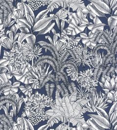 Palmaris Wallpaper by Caselio Bleu nuit Palmaris Wallpaper by Caselio Bleu nuit