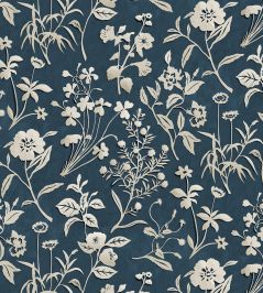 Paper Flora Wallpaper by Josephine Munsey Navy Paper Flora Wallpaper by Josephine Munsey Navy