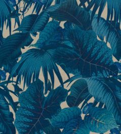 Paradeisos Fabric by MINDTHEGAP Indigo Taupe Paradeisos Fabric by MINDTHEGAP Indigo Taupe