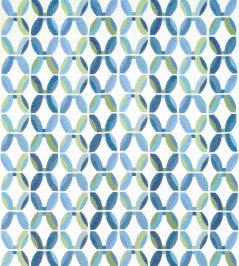 Passageway Embroidery Fabric by Thibaut Blue and Green Passageway Embroidery Fabric by Thibaut Blue and Green