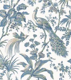 Peacock Toile Wallpaper by Anna French Blue & Green Peacock Toile Wallpaper by Anna French Blue & Green