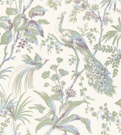 Peacock Toile Wallpaper by Anna French Green & Plum Peacock Toile Wallpaper by Anna French Green & Plum