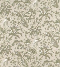 Peacock Toile Fabric by Anna French Green on Natural Peacock Toile Fabric by Anna French Green on Natural
