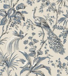 Peacock Toile Wallpaper by Anna French Slate & Black Peacock Toile Wallpaper by Anna French Slate & Black