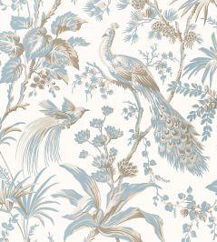 Peacock Toile Wallpaper by Anna French Soft Blue & Beige Peacock Toile Wallpaper by Anna French Soft Blue & Beige