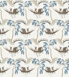 Peggy Fabric by Nina Campbell Blue/Chocolate/Ivory Peggy Fabric by Nina Campbell Blue/Chocolate/Ivory