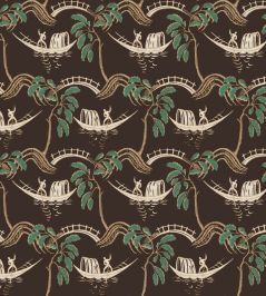 Peggy Fabric by Nina Campbell Chocolate/Jade Peggy Fabric by Nina Campbell Chocolate/Jade