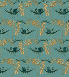 Peggy Fabric by Nina Campbell Teal Peggy Fabric by Nina Campbell Teal