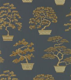 Penjing Wallpaper by Sanderson Ink Black / Gold Penjing Wallpaper by Sanderson Ink Black / Gold