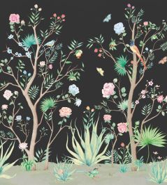 Peonies Mural by Coordonne Coal Peonies Mural by Coordonne Coal
